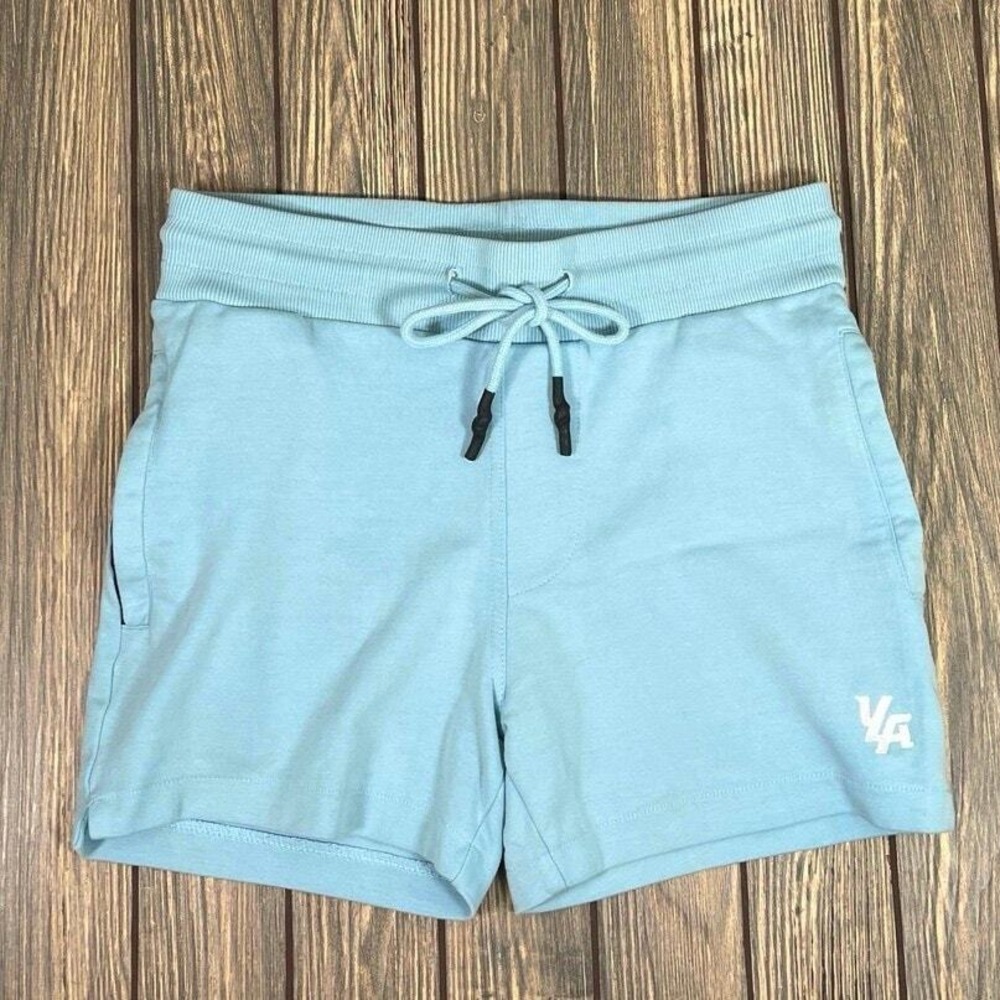 YoungLA Men Teen Shorts Bodybuilding Fleece Gym‎ Workout 3" Aqua Sz M Athleisure